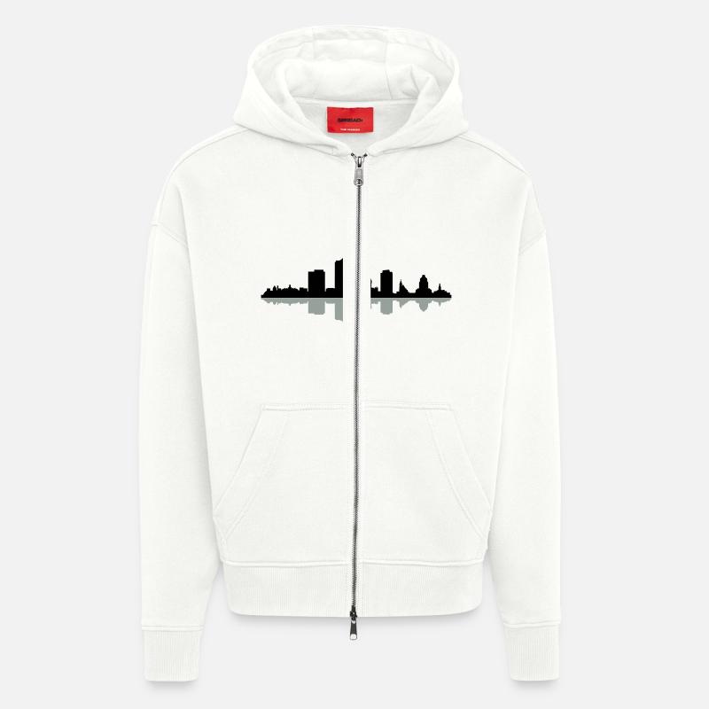 Skyline Leipzig - Zip Hoodie - made by SPREAD - OFF WHITE