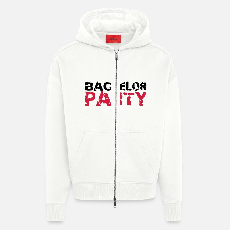 Bachelor Party Stempel Design - Veste à capuche bio épaisse oversize fabriqué en UE - OFF WHITE