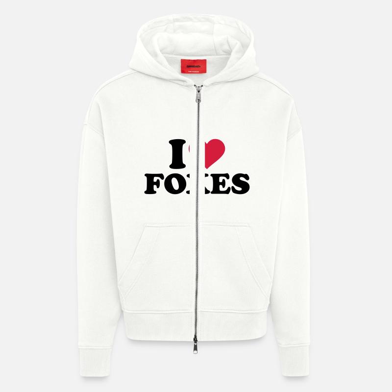 I love foxes - Veste à capuche bio épaisse oversize fabriqué en UE - OFF WHITE