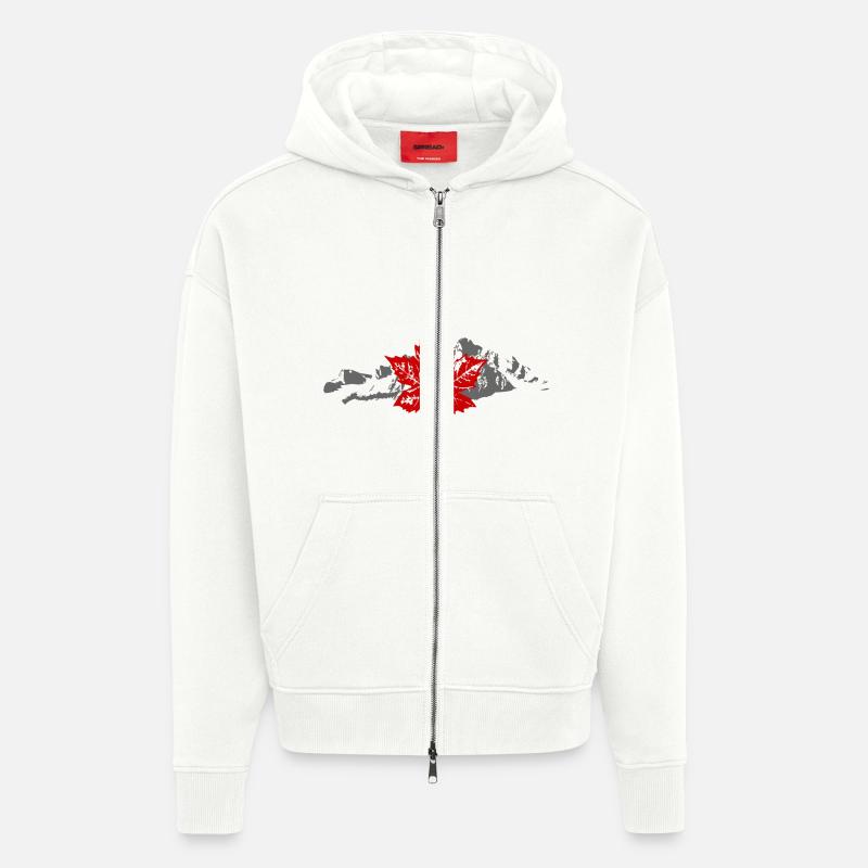 Canada - Maple Leaf & Mountain - Zip Hoodie - made by SPREAD - OFF WHITE