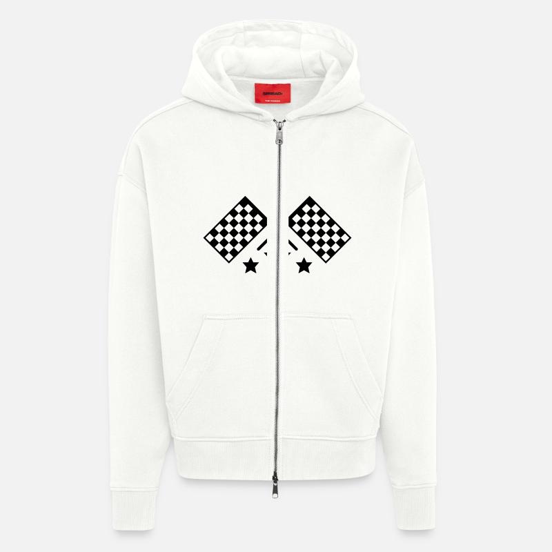 Drapeaux de course - Veste à capuche bio épaisse oversize fabriqué en UE - OFF WHITE