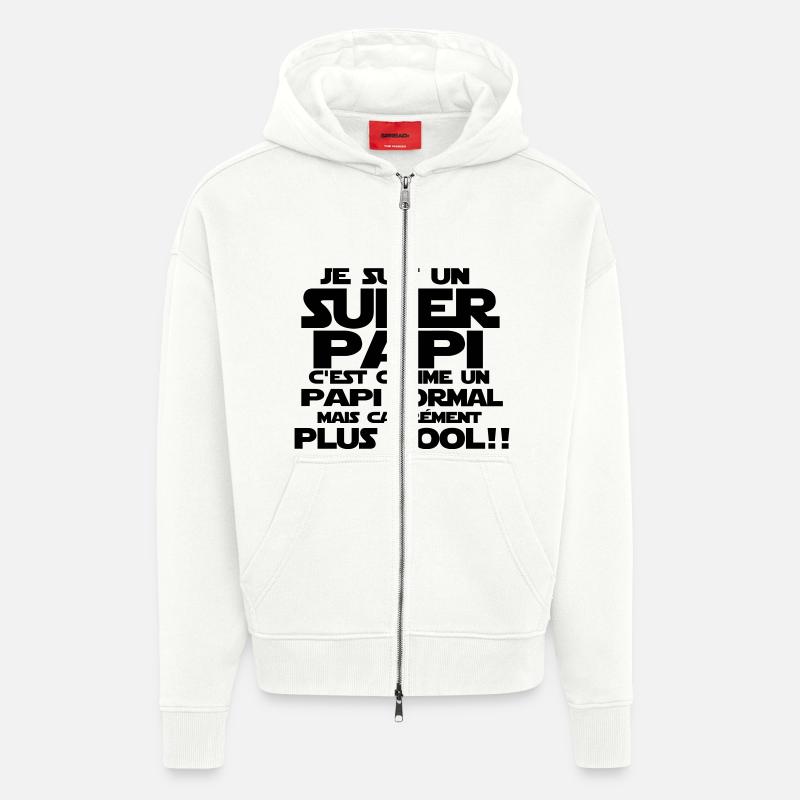 un papi carrément plus cool - Veste à capuche bio épaisse oversize fabriqué en UE - OFF WHITE