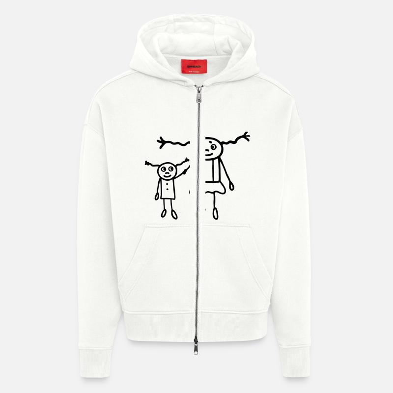 2 filles - sœurs - Veste à capuche bio épaisse oversize fabriqué en UE - OFF WHITE