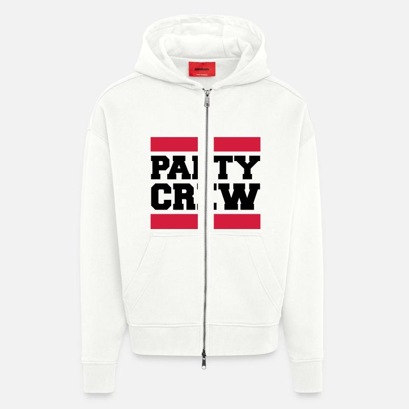 Party Crew Design - Veste à capuche bio épaisse oversize fabriqué en UE - OFF WHITE