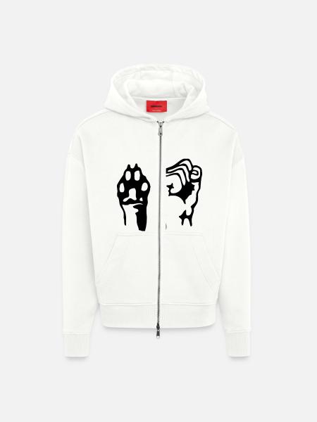 Pfote und Faust - Zip Hoodie - made by SPREAD - OFF WHITE