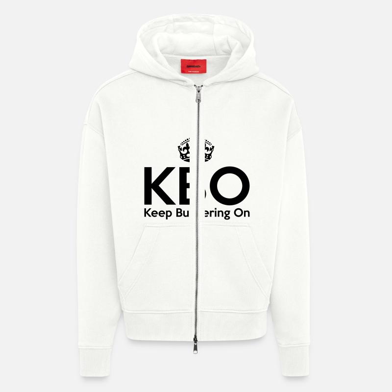 KBO - Keep Buggering on - Veste à capuche bio épaisse oversize fabriqué en UE - OFF WHITE