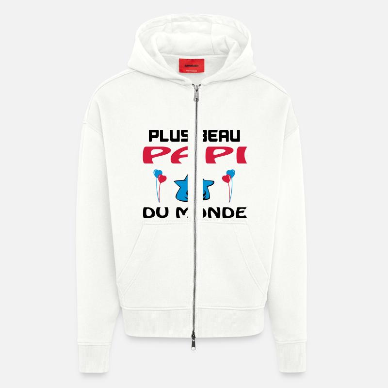Plus beau papi du monde - Veste à capuche bio épaisse oversize fabriqué en UE - OFF WHITE