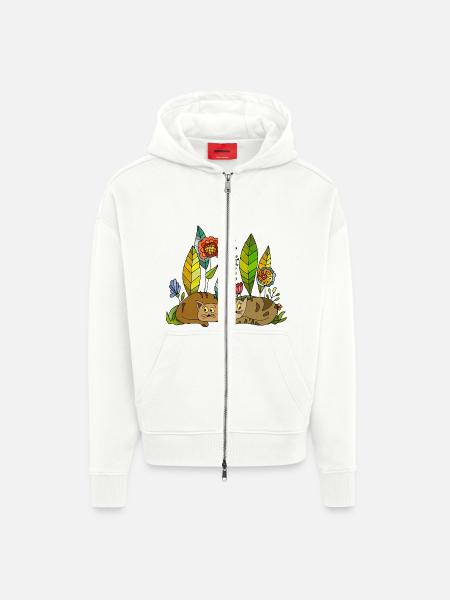 Cats - Zip Hoodie - made by SPREAD - OFF WHITE