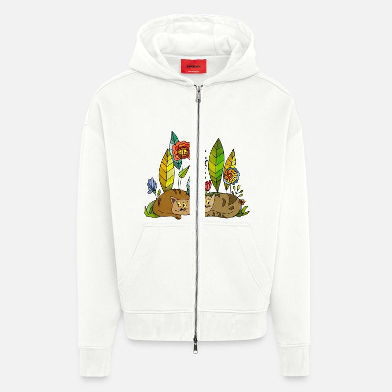 Chats - Veste à capuche bio épaisse oversize fabriqué en UE - OFF WHITE