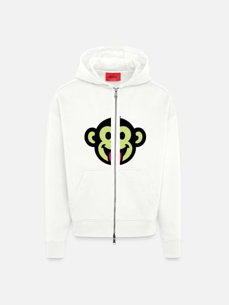 Monkey Funny Comic - Zip Hoodie - made by SPREAD - OFF WHITE