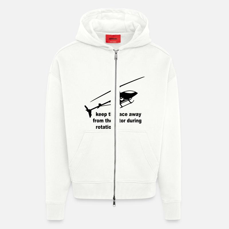 Helicopter Rotor Warning - Zip Hoodie - made by SPREAD - OFF WHITE