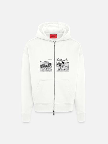 system333 - Zip Hoodie - made by SPREAD - OFF WHITE