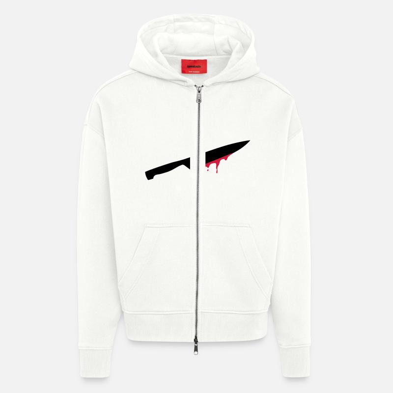 knives, swords, blood, injury, cut, splatter, cook - Zip Hoodie - made by SPREAD - OFF WHITE