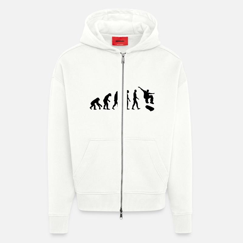 Evolution Skateboard - Zip Hoodie - made by SPREAD - OFF WHITE