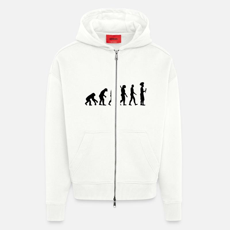 Evolution cook chef - Zip Hoodie - made by SPREAD - OFF WHITE
