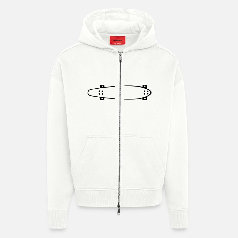 Longboard,longboarder,longboard, planche à roulett - Veste à capuche bio épaisse oversize fabriqué en UE - OFF WHITE