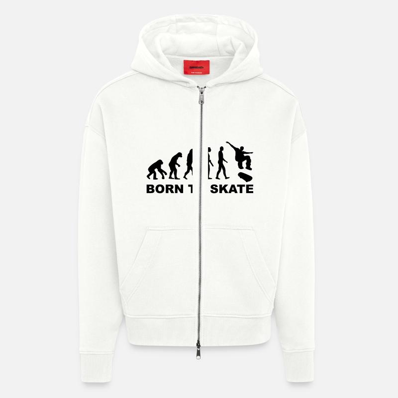Evolution Skateboard - Zip Hoodie - made by SPREAD - OFF WHITE