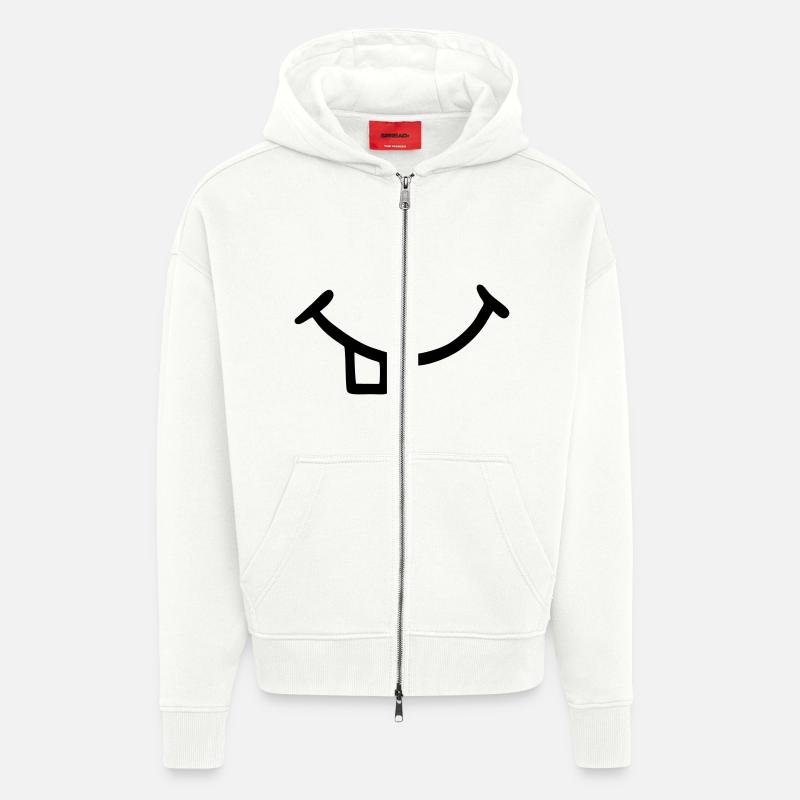 Bouche avec des dents - Veste à capuche bio épaisse oversize fabriqué en UE - OFF WHITE