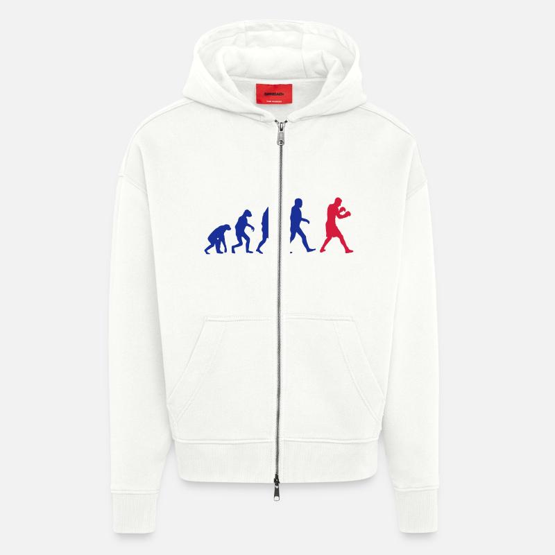 Boxing Evolution logo - Veste à capuche bio épaisse oversize fabriqué en UE - OFF WHITE
