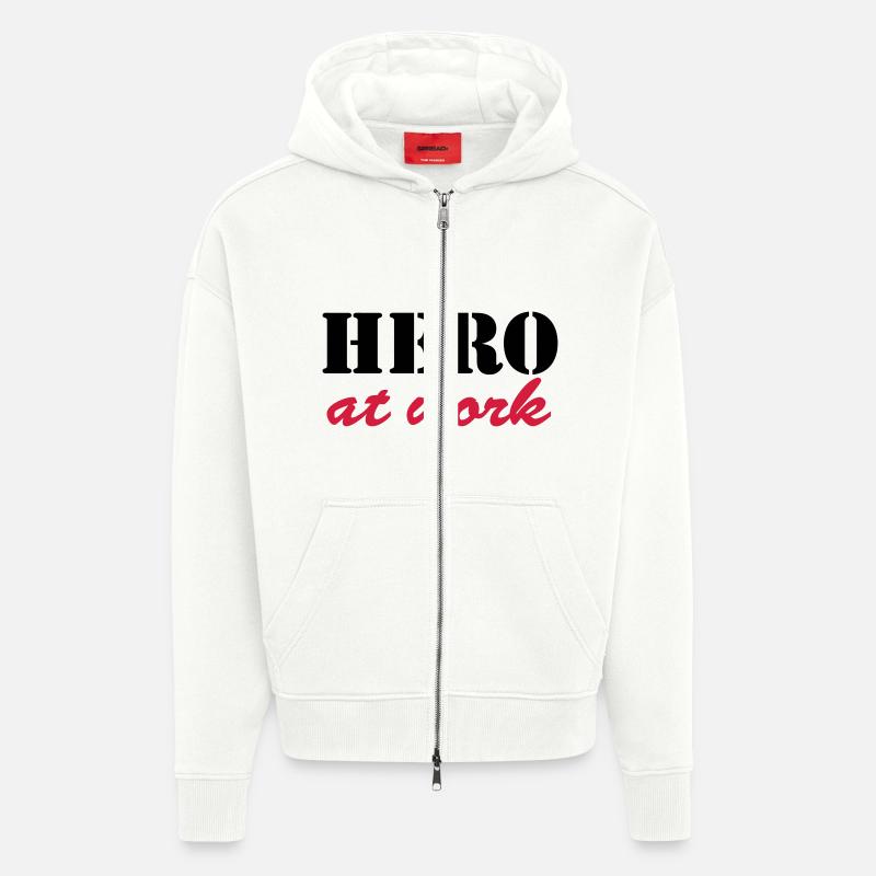 Hero at work - Veste à capuche bio épaisse oversize fabriqué en UE - OFF WHITE