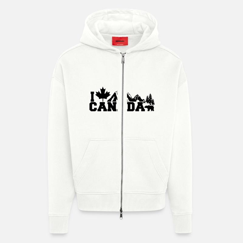 I Love Canada Leaf - Zip Hoodie - made by SPREAD - OFF WHITE