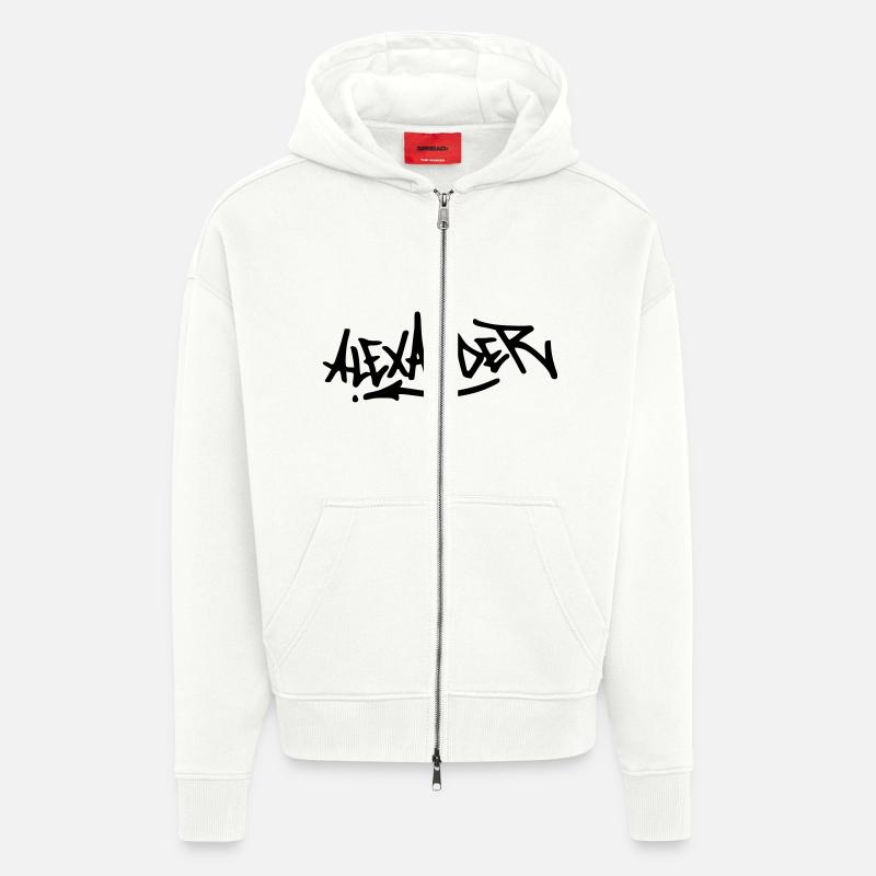 Graffiti Alexander - Zip Hoodie - made by SPREAD - OFF WHITE