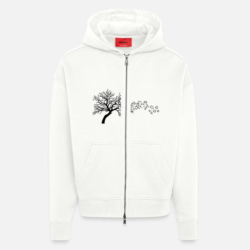 Autumn leaves arbre vent - Veste à capuche bio épaisse oversize fabriqué en UE - OFF WHITE