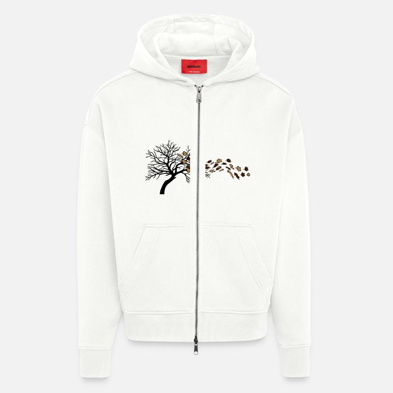 Herbstblätter wind baum - Zip Hoodie - made by SPREAD - OFF WHITE