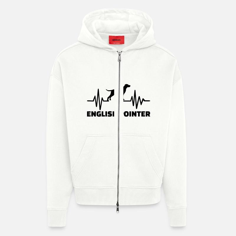 English Pointer - Veste à capuche bio épaisse oversize fabriqué en UE - OFF WHITE