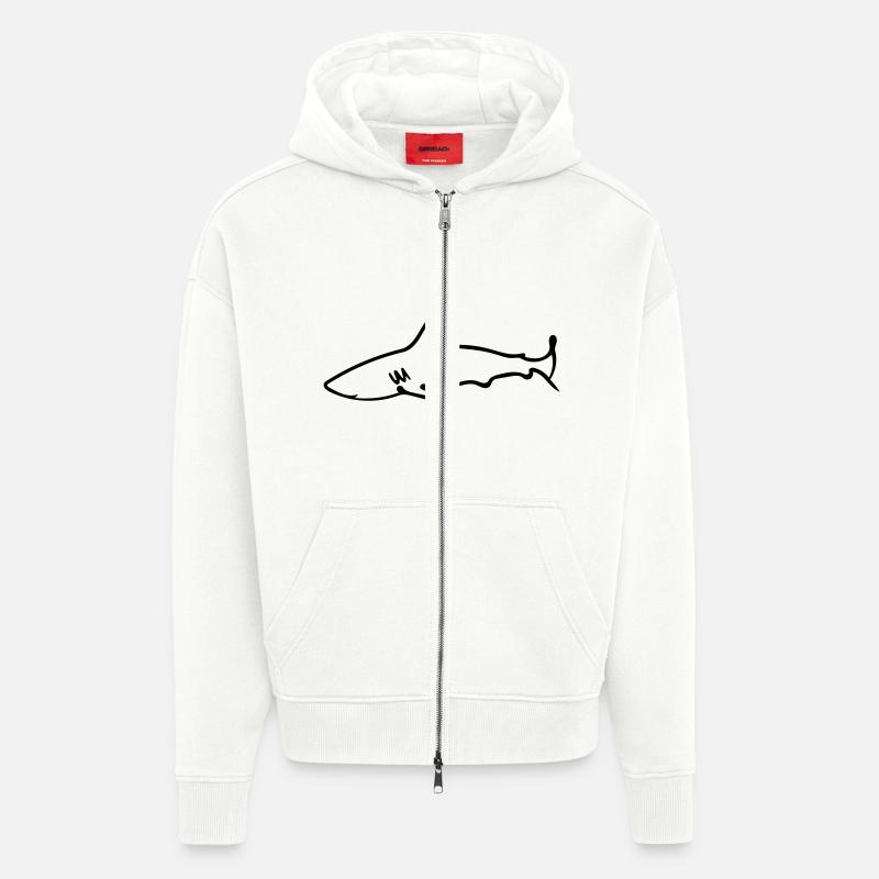 requin - Veste à capuche bio épaisse oversize fabriqué en UE - OFF WHITE