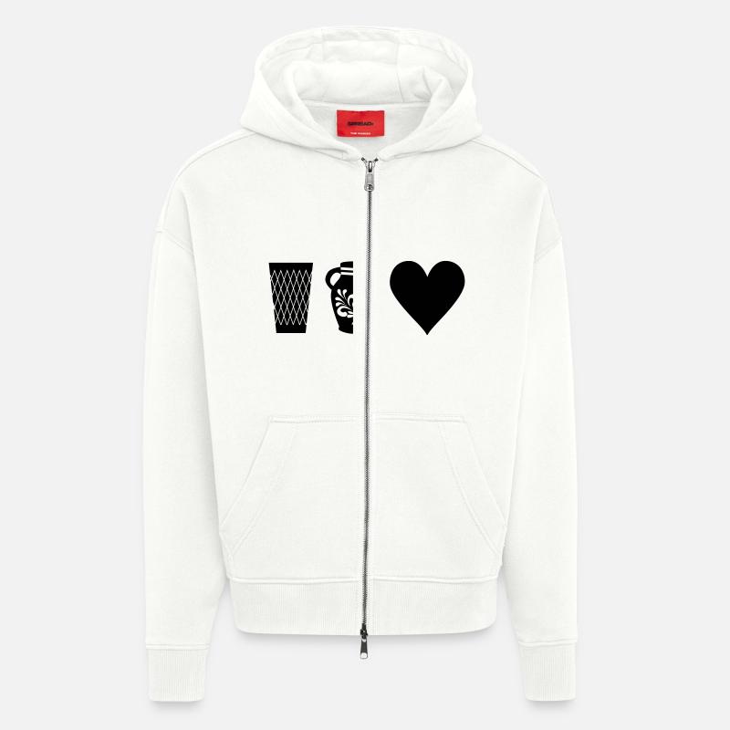 Geripptes Bembel Love - Zip Hoodie - made by SPREAD - OFF WHITE