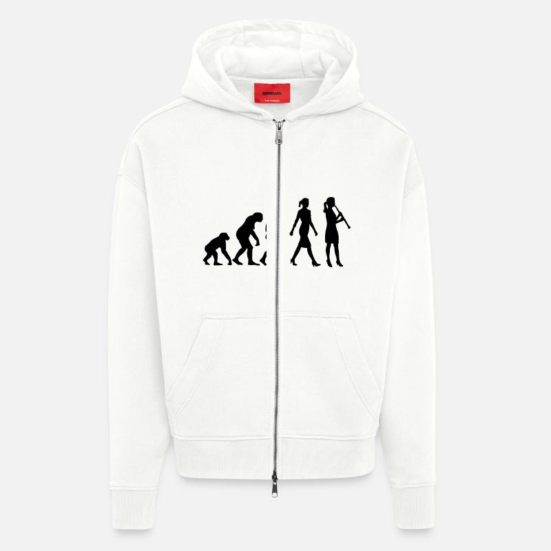 Evolution Klarinette Spielerin - Zip Hoodie - made by SPREAD - OFF WHITE