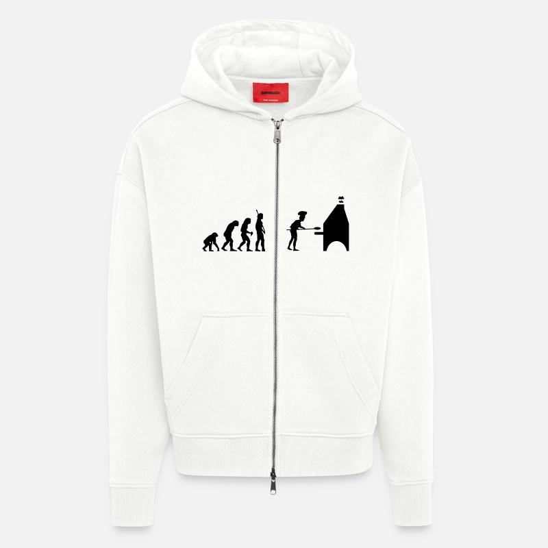 evolution pizza - Veste à capuche bio épaisse oversize fabriqué en UE - OFF WHITE