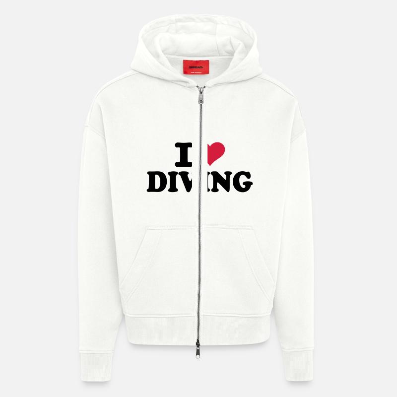 I love Diving - Veste à capuche bio épaisse oversize fabriqué en UE - OFF WHITE