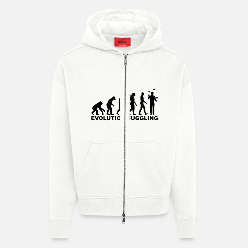 Evolution Juggling - Veste à capuche bio épaisse oversize fabriqué en UE - OFF WHITE