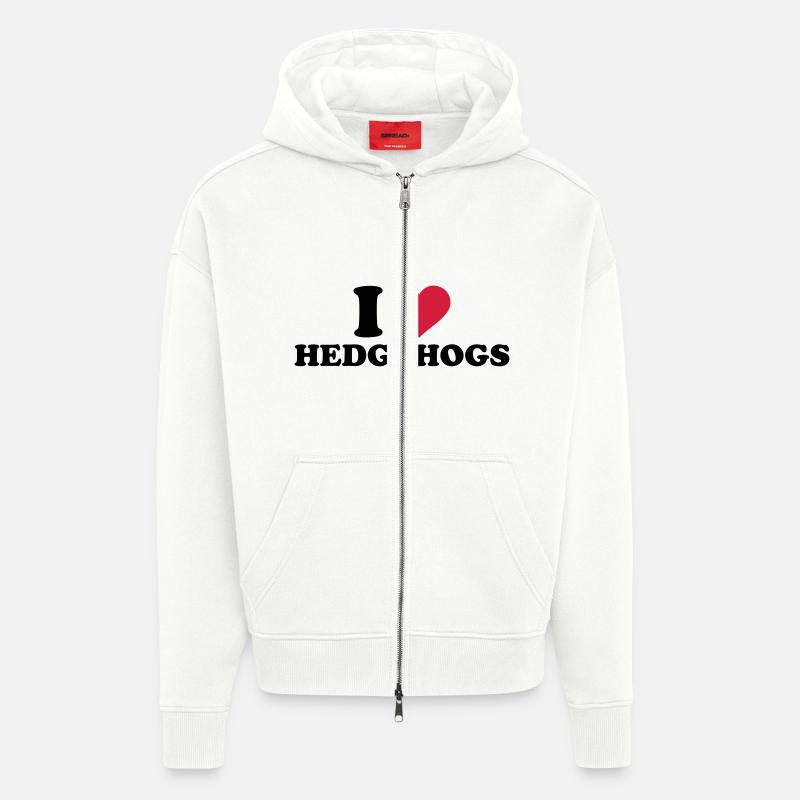I love hedgehogs - Veste à capuche bio épaisse oversize fabriqué en UE - OFF WHITE