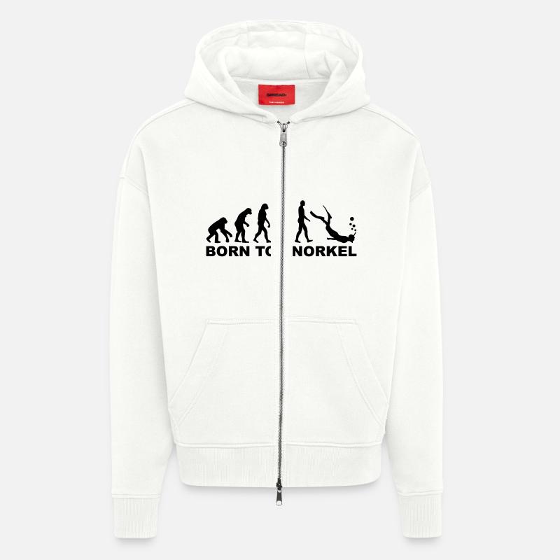 Evolution Snorkeling - Zip Hoodie - made by SPREAD - OFF WHITE