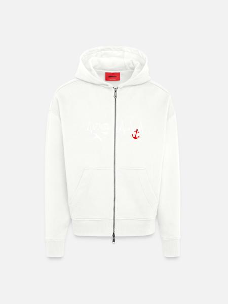 Ostsee Liebe Herzschlag Heartbeat Anker - Zip Hoodie - made by SPREAD - OFF WHITE