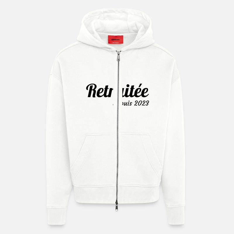 retraite / retraité / retraitée / pension - Veste à capuche bio épaisse oversize fabriqué en UE - OFF WHITE