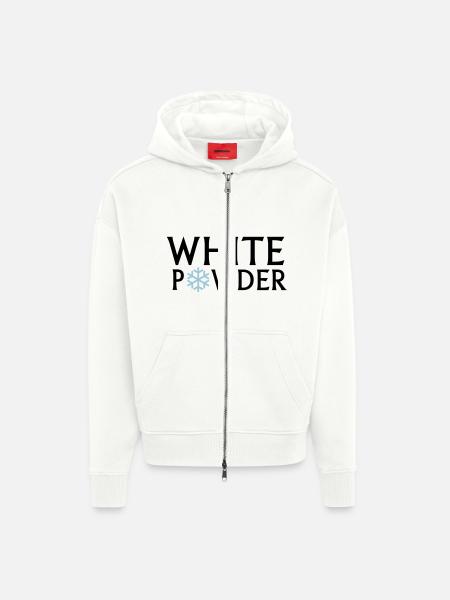 white powder - Zip Hoodie - made by SPREAD - OFF WHITE