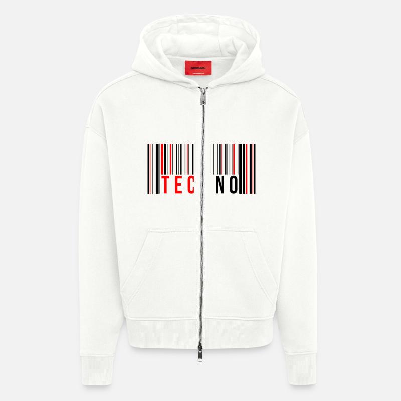Techno Code - Zip Hoodie - made by SPREAD - OFF WHITE