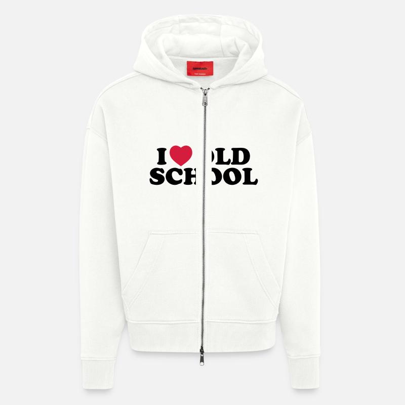 I love old school - Veste à capuche bio épaisse oversize fabriqué en UE - OFF WHITE