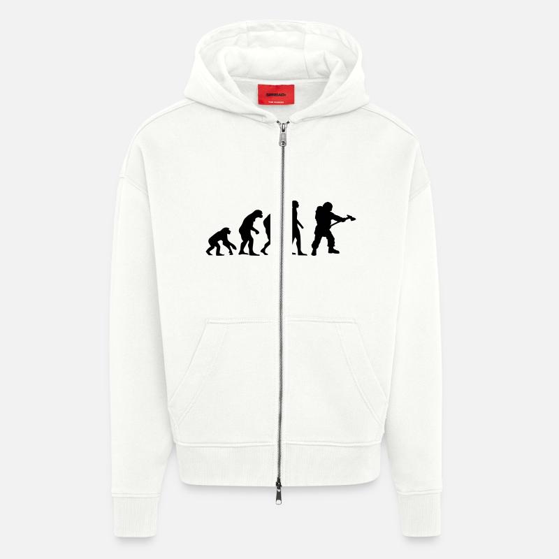 firefighter evolution - Zip Hoodie - made by SPREAD - OFF WHITE