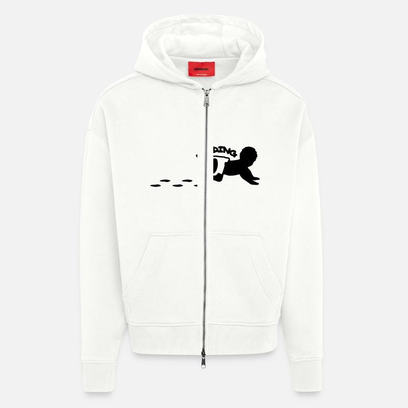 Baby Is Loading Logo Design - Veste à capuche bio épaisse oversize fabriqué en UE - OFF WHITE