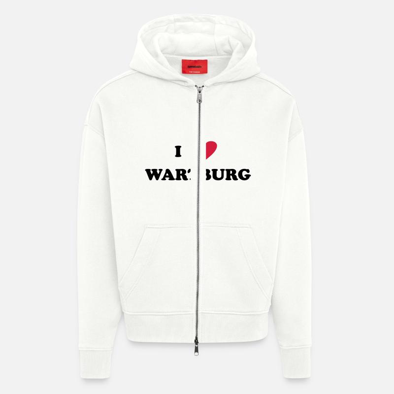 I Love Warturg - Veste à capuche bio épaisse oversize fabriqué en UE - OFF WHITE