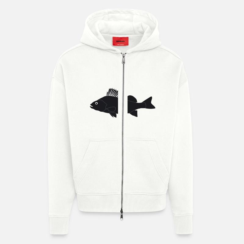 Barsch_schwarz_vollformat - Zip Hoodie - made by SPREAD - OFF WHITE