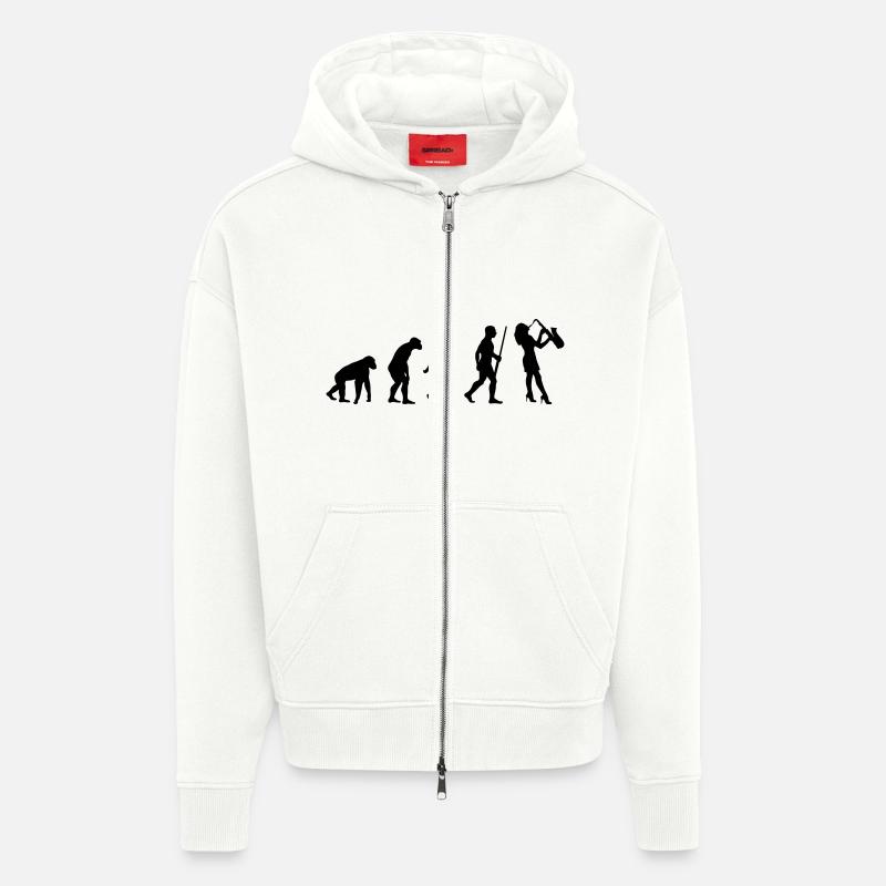 Saxofon Evolution - Zip Hoodie - made by SPREAD - OFF WHITE