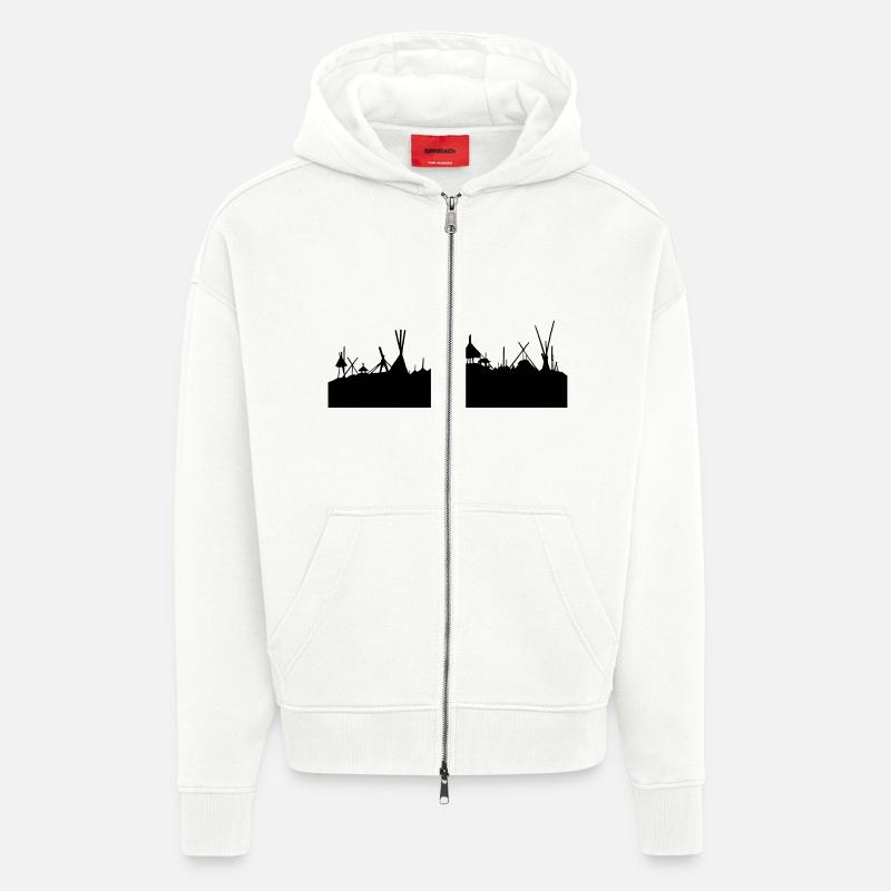 Horizon de tente - Veste à capuche bio épaisse oversize fabriqué en UE - OFF WHITE