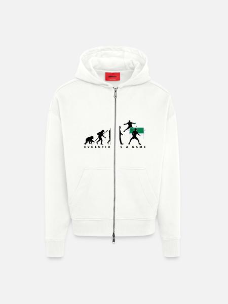 evolution_tischtennisspieler_102012_a_3c - Zip Hoodie - made by SPREAD - OFF WHITE
