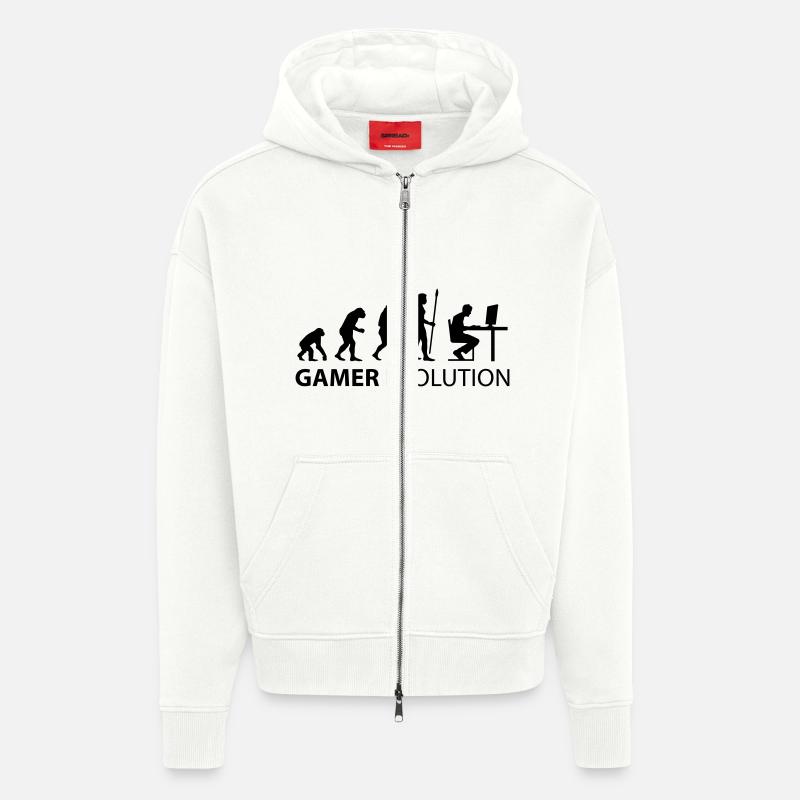 evolution_born_gamer - Veste à capuche bio épaisse oversize fabriqué en UE - OFF WHITE